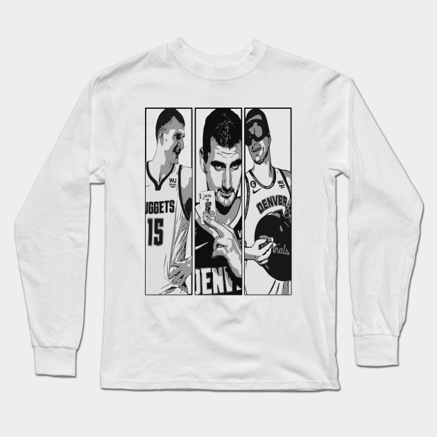 Nikola Jokic Basketball Long Sleeve T-Shirt by Playful Creatives